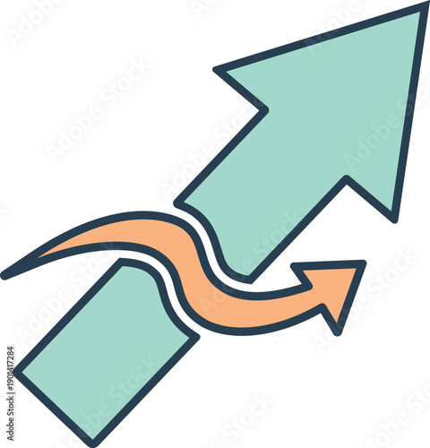 Graphic illustration of arrows redirecting direction change.