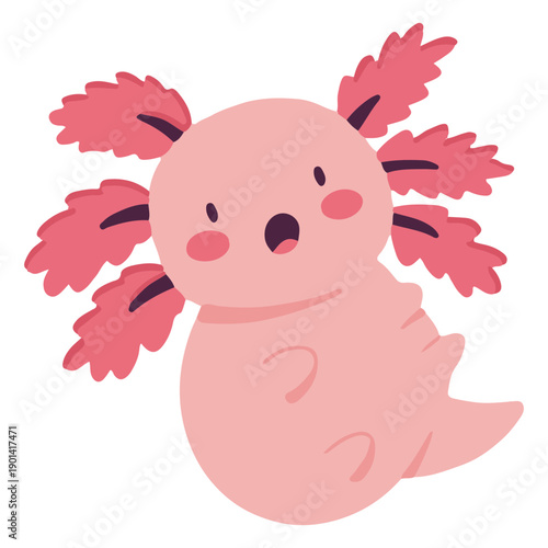 Cute baby axolotl surprised character