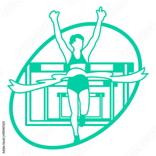 Runner at goal of race filled stroke