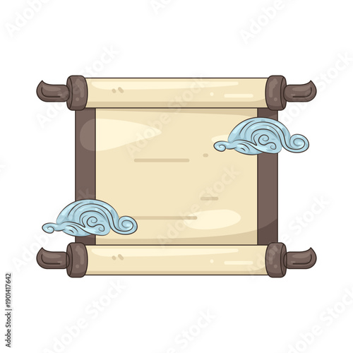 Illustration of Scroll with Clouds  