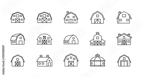 Collection of Modern and Classic House Illustration Icons for Architecture Design