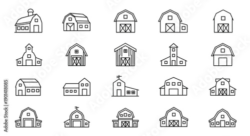 Collection of Modern Architectural Building Icons for Creative Design Projects