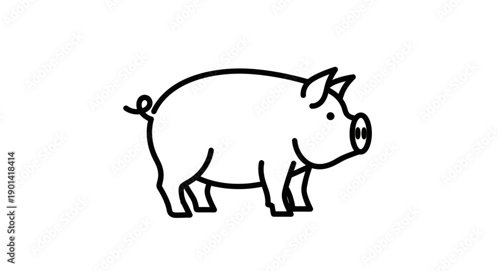 Obraz premium Cute Cartoon Pig Illustration for Children?s Books and Educational Materials