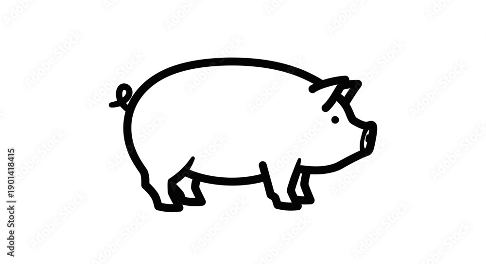 Fototapeta premium Cute Cartoon Pig Illustration for Children?s Books and Educational Materials