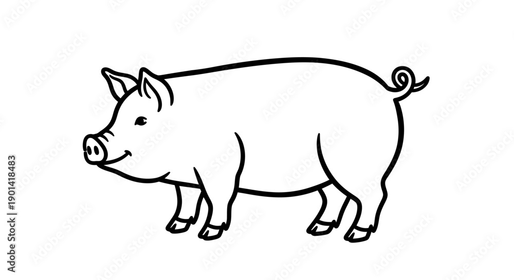 Obraz premium Cute Cartoon Pig Illustration for Children's Books and Educational Materials