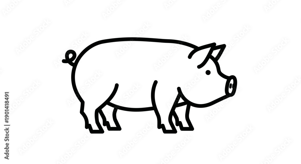 Obraz premium Cute Cartoon Pig Illustration for Children's Books and Educational Materials