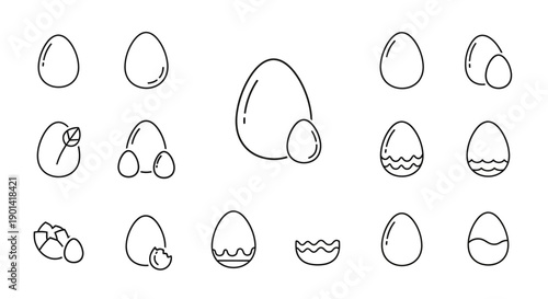 Collection of Simple Egg Illustrations Showcasing Different Shapes and Styles
