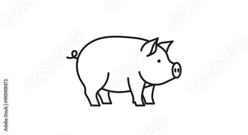 Cute Cartoon Pig Illustration for Children's Books and Educational Material