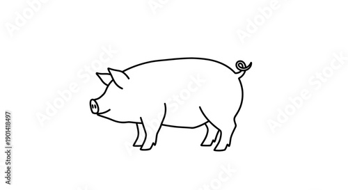 Cute Cartoon Pig Illustration for Children's Books or Educational Content