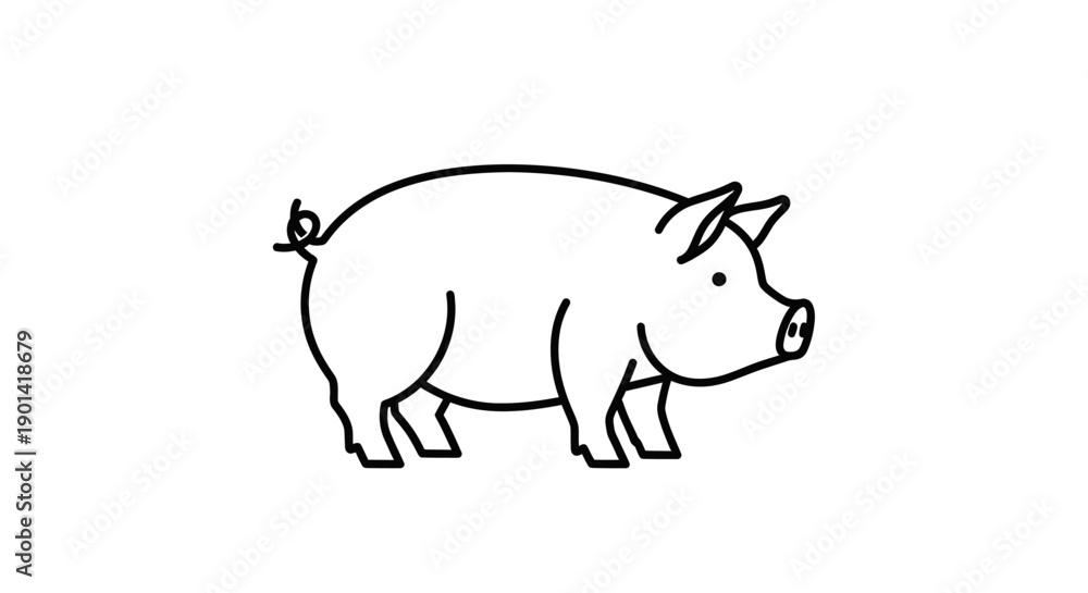 Fototapeta premium Cute Hand Drawn Pig Illustration for Animal and Wildlife Themes