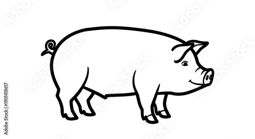 Cute Cartoon Pig Illustration for Kids, Animal Character Design