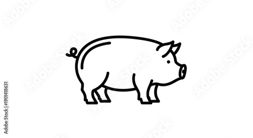 Minimalist Black and White Pig Illustration for Educational and Creative Use