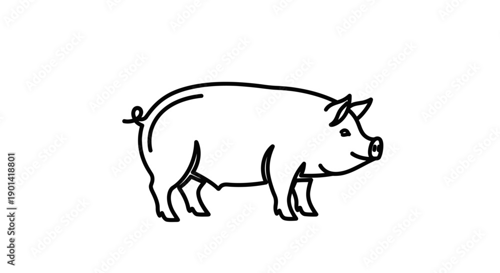 Obraz premium Cute Hand-Drawn Pig Illustration for Animal or Nature Themes