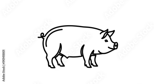 Cute Hand-Drawn Pig Illustration for Animal or Nature Themes