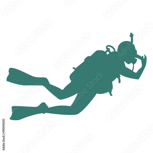 Diving gear detailed silhouette