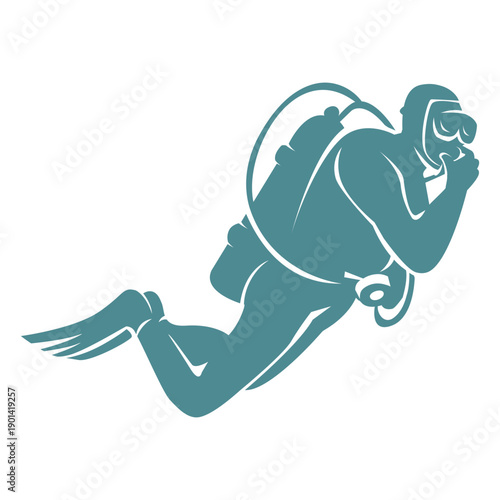 Water activity scuba dive man silhouette