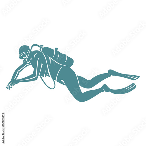 Scuba dive man water silhouette