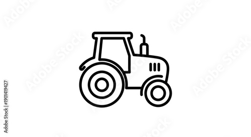 Simple Line Drawing of Tractor for Agriculture and Farming Illustration