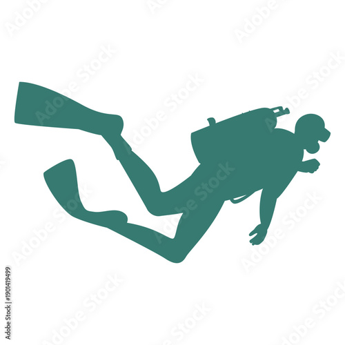 Detailed scuba diver suit silhouette