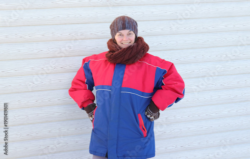 a woman on the street in winter