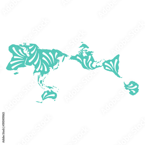 World map cut out continents