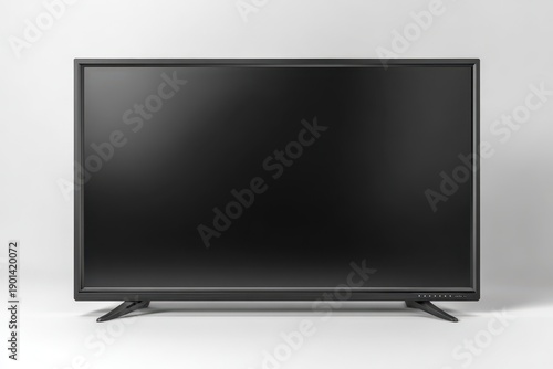 Minimalist flat-panel display mockup with black border on bright white backdrop