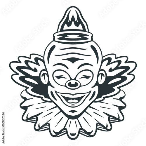 Smiling clown circus character