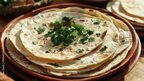 Tortillas on Wooden Table