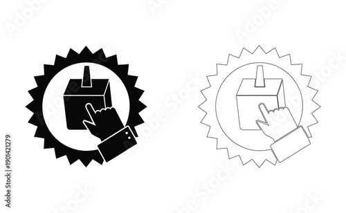 Two circular icons representing the process of downloading and uploading files. Vector