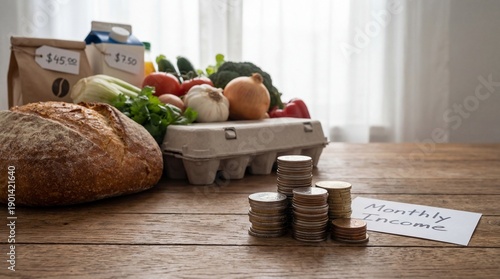 Принти на полотні Struggling to Afford Groceries: Budgeting and Food Costs Management for Low Mont