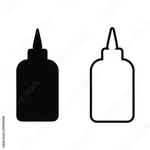 Two different types of squeeze bottles, one filled and one empty, side by side Vector