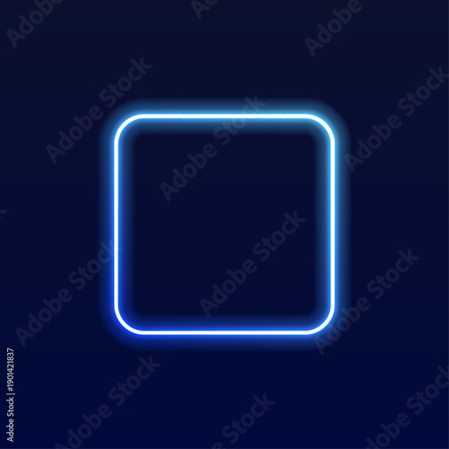 Bright gradient neon square frame floats on a transparent background with soft light reflections. Sharp corners enhance the modern aesthetic. Great for ads, posters, and social media templates.