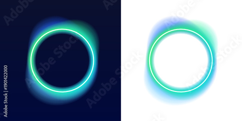 Bright neon circular frame with layered luminous rings in motion. Electric green and cyan tones enhance visual intensity. Perfect for gaming streams and overlays. PNG