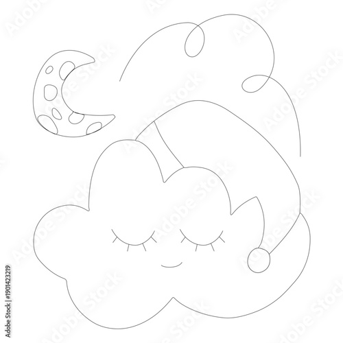 Cloud sleeping with hat
