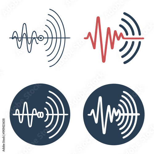 Visual representation of sound waves in different colors and styles