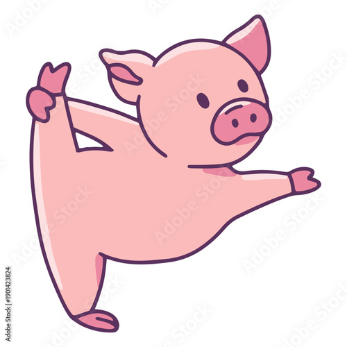 Piggy color stroke yoga stretch