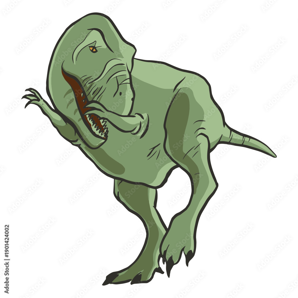Fototapeta premium Realistic green tyranosaurus dabbing
