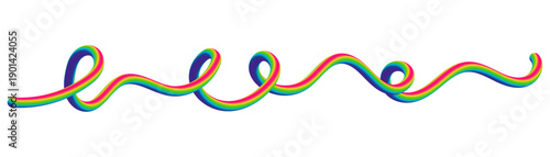 Vibrant rainbow tube spiral design featuring colorful continuous path with 3d effect for creative banner and modern header concepts