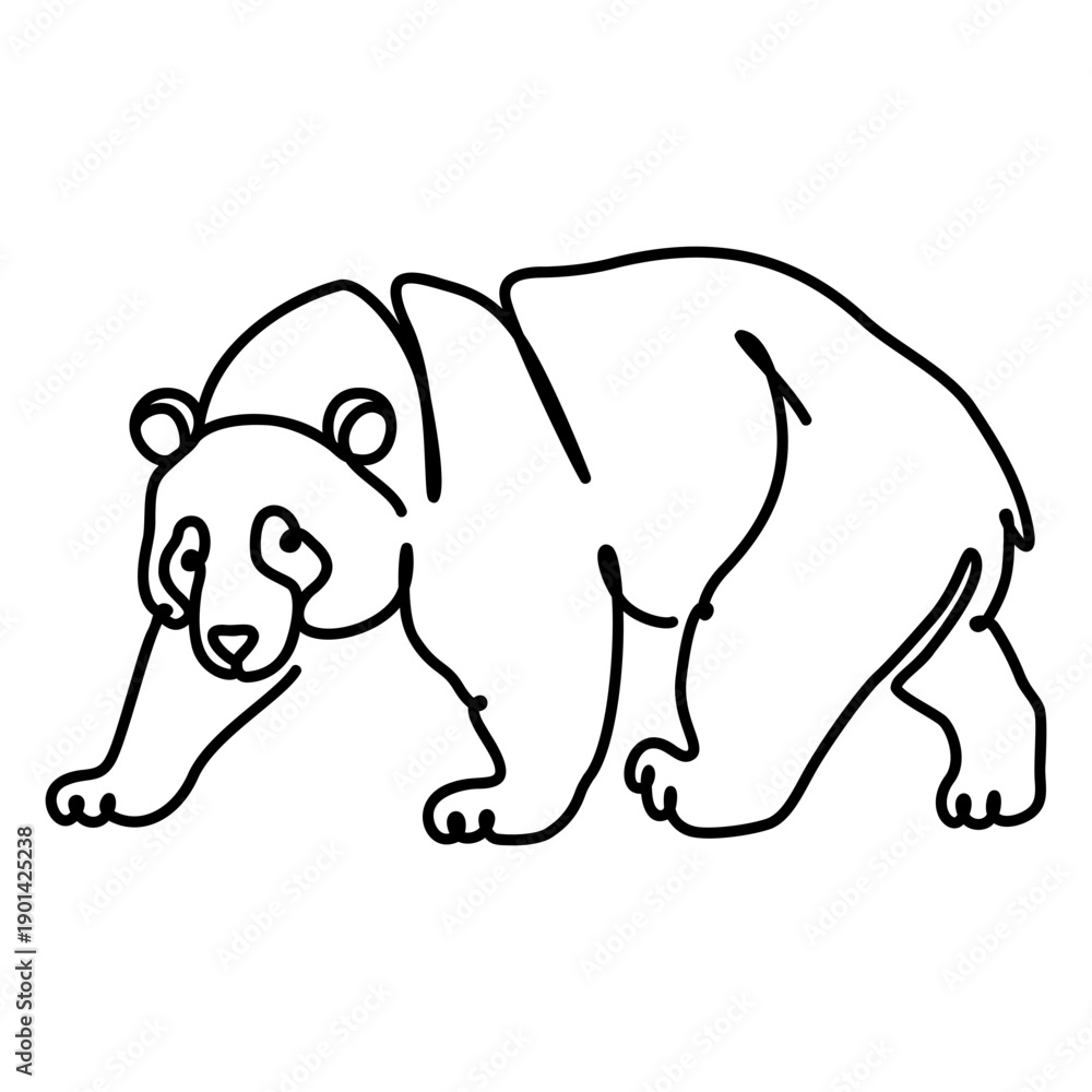 Obraz premium Panda continuous line stroke