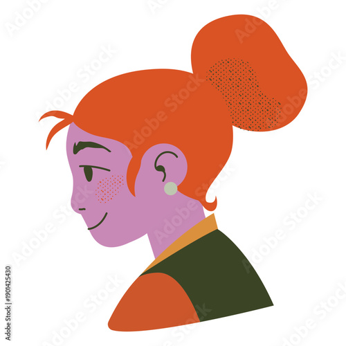 Redhead woman side profile