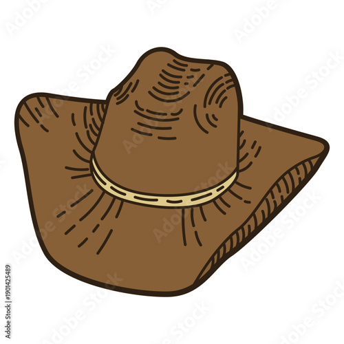 Wild west cowboy hat color stroke