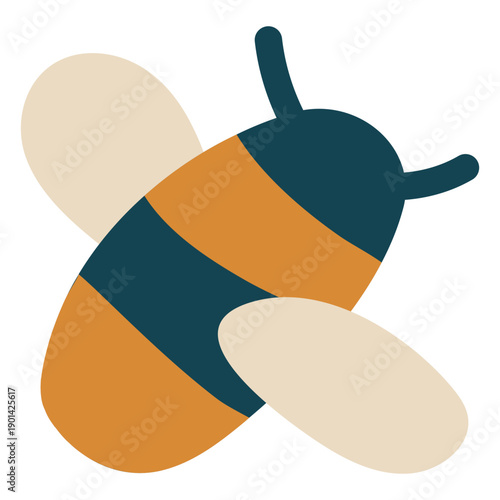 Cute yellow bee flat