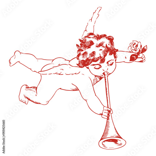 Cupid hand drawn horn