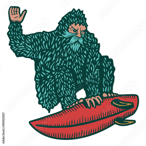 Sasquatch surfer character