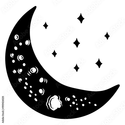 Moon and stars cut out element