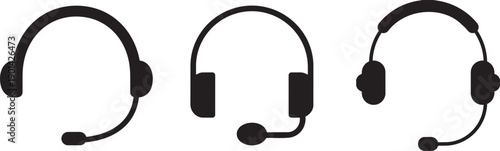 Headphones Icon Set: A collection of sleek and modern headphones icons, perfect for representing communication and audio technology.