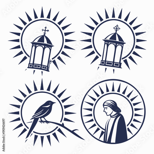 Four distinct symbols representing different aspects of life and nature