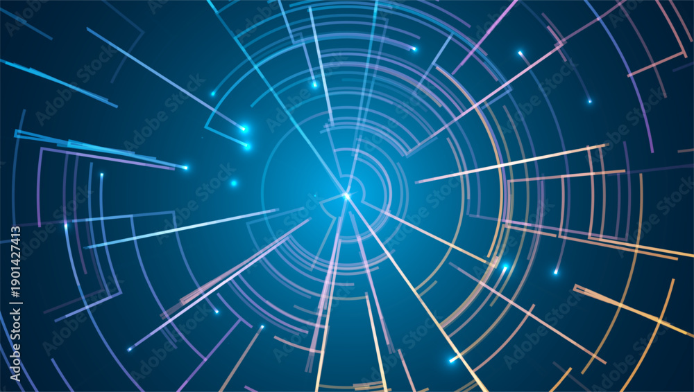 Fototapeta premium Abstract technology future visualization. Innovation digital circle of particles. Graphic concept for your design
