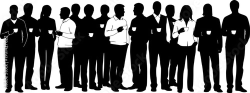 Silhouettes of business people standing and facing each other on a white background woman
