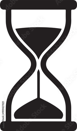 Set of four hourglass sand timer icons in different artistic styles including outline, glyph, hand-drawn, and colorful cartoon for time management concepts 
